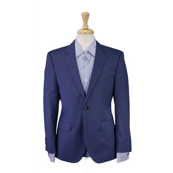 Hugo Boss The James Royal Blue Gingham Check Wool 2-Btn Sportcoat Blazer 36S - Picture 1 of 10